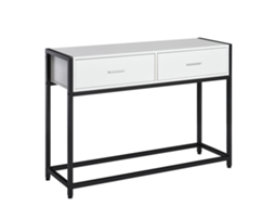 Mesa Consola 120x34x81 Cm Com 2 Gavetas E Pés Ajustáveis Para Corredor Branco/preto