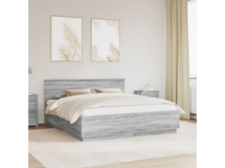 Vidaxl Estrutura Da Cama Com Cabeceira Sonoma Cinzento 200 X 200 Cm