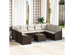 Vidaxl Conjunto De Sofás 10 Unid. Castanho Vime Pe