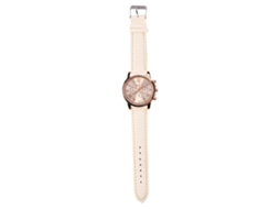 Relógio Analógico Feminino de Pulso com Correia Pu Bege Estilo Casual Elegante