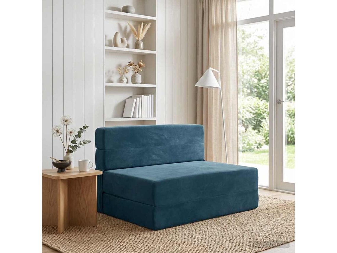 Vidaxl Sofá Cama Dobrável Azul 70 X 72 X 60 Cm Tecido