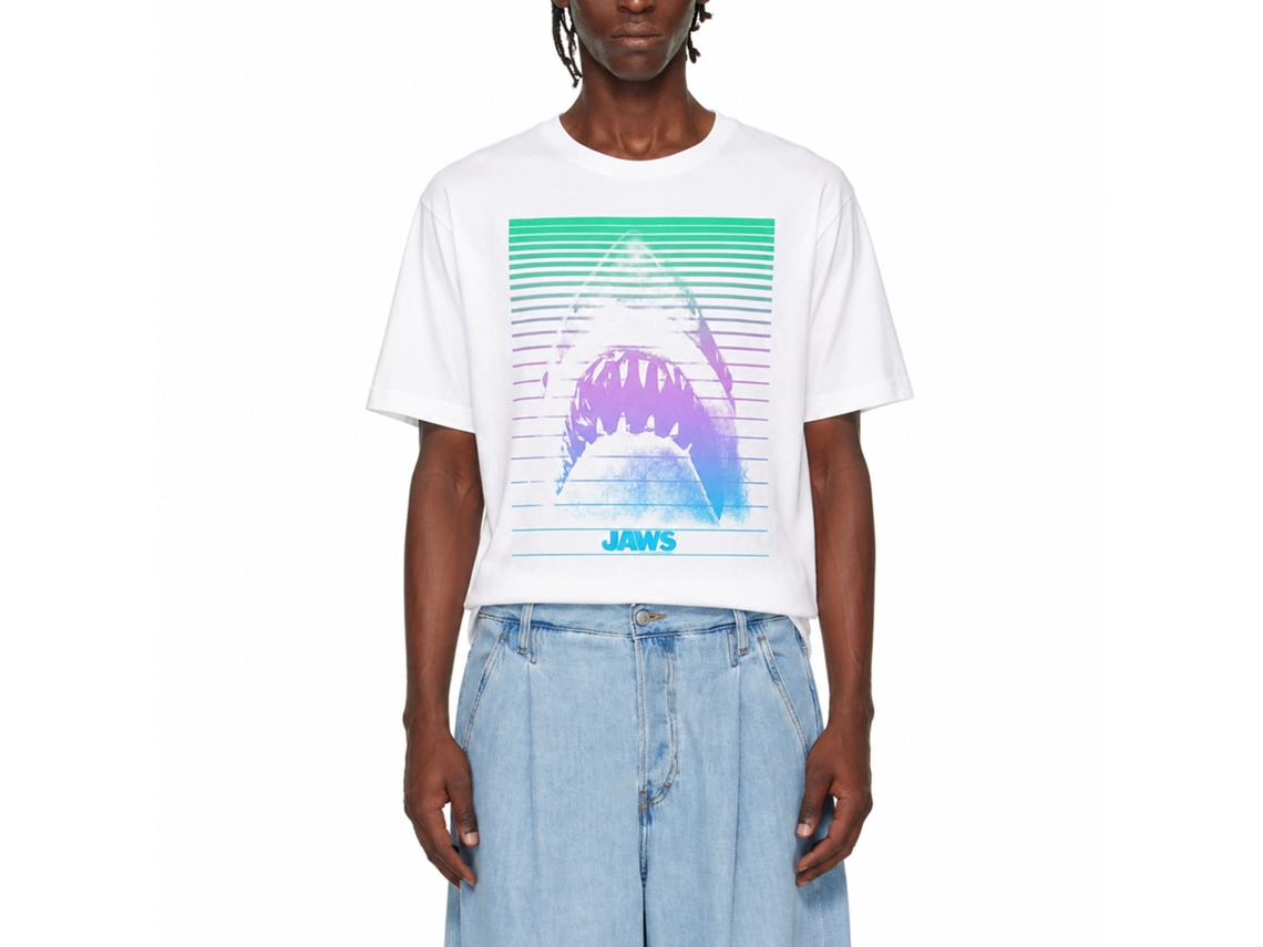 Rockinstone Jaws Movie Blinds White Adult T-shirt Size:l