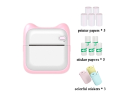 Impressora Térmica Bluetooth Rosa BRILVIBERA ( 5 Rolos de Papel para Impressão, 5 Rolos de Papel Autoadesivo, 3 Rolos de Papel Colorido)