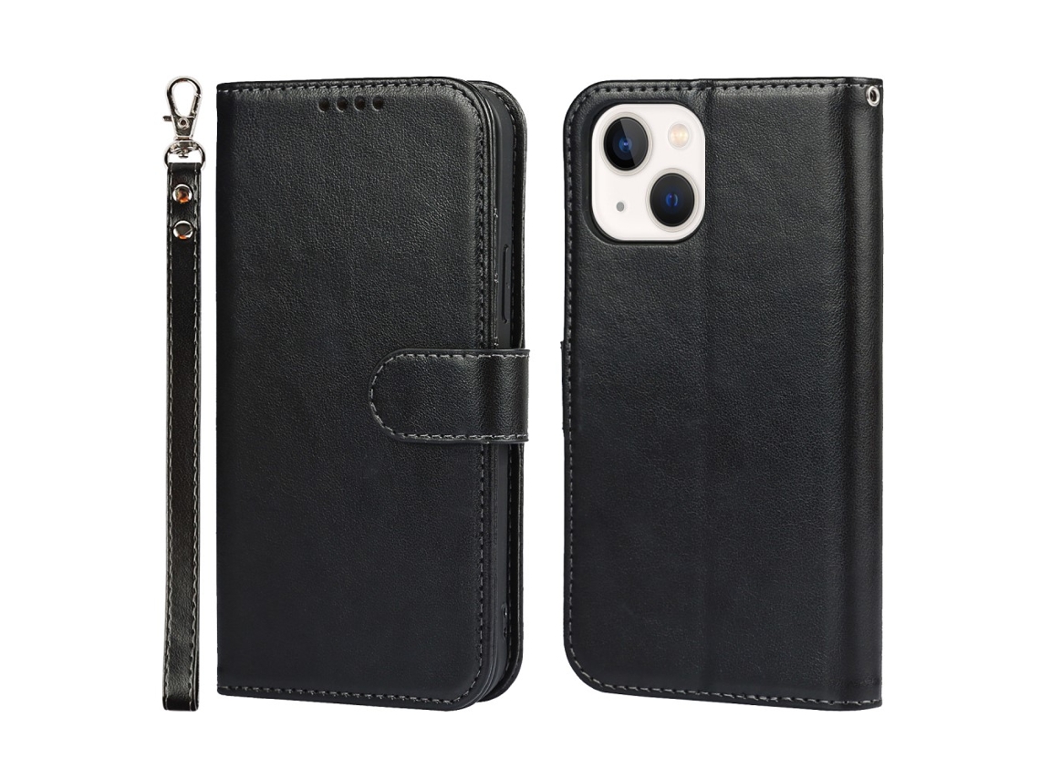 Capa Para Iphone 15 Plus Pele Sintética Preto