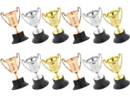 Conjunto De 15 Mini Troféus Para Meninos E Meninas, Em Plástico Leve, Nas Cores Dourado, Prateado E Cobre,