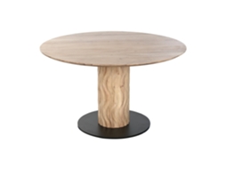 Mesa de Jantar Redonda em Madeira de Acácia com Detalhes em Metal ALEXANDRA HOUSE LIVING (130x130x76cm)