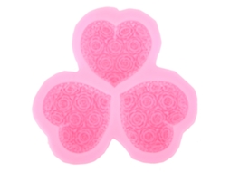 Molde de Silicone LAXISCREED Coração Rosa 3 Cavidades