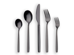 Conjunto De Talheres 5 Peças Em Titânio Banhado A Preto,talheres Pretos Brilhantes,prata Preta Btforus