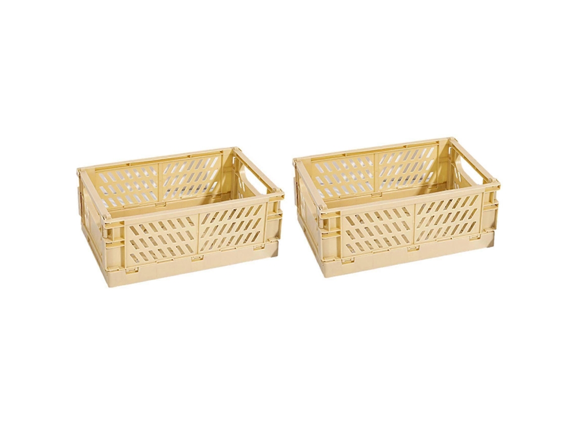 Pacote Com 2 Caixas De Armazenamento De Plástico Dobráveis, Cestas, Recipientes Para Cosméticos, Amarelo Olysi Shop