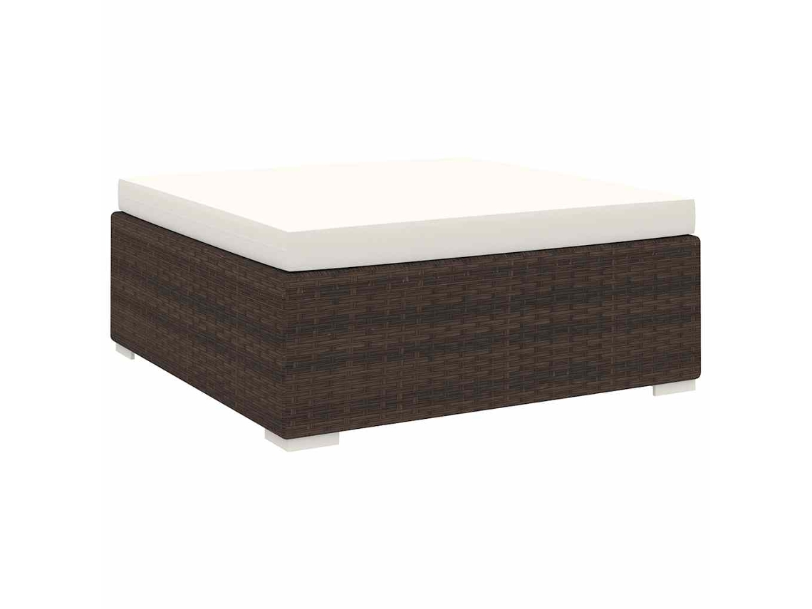 Vidaxl Apoio De Pés Seccional C/ Almofadão 1 Pc Vime Pe Castanho