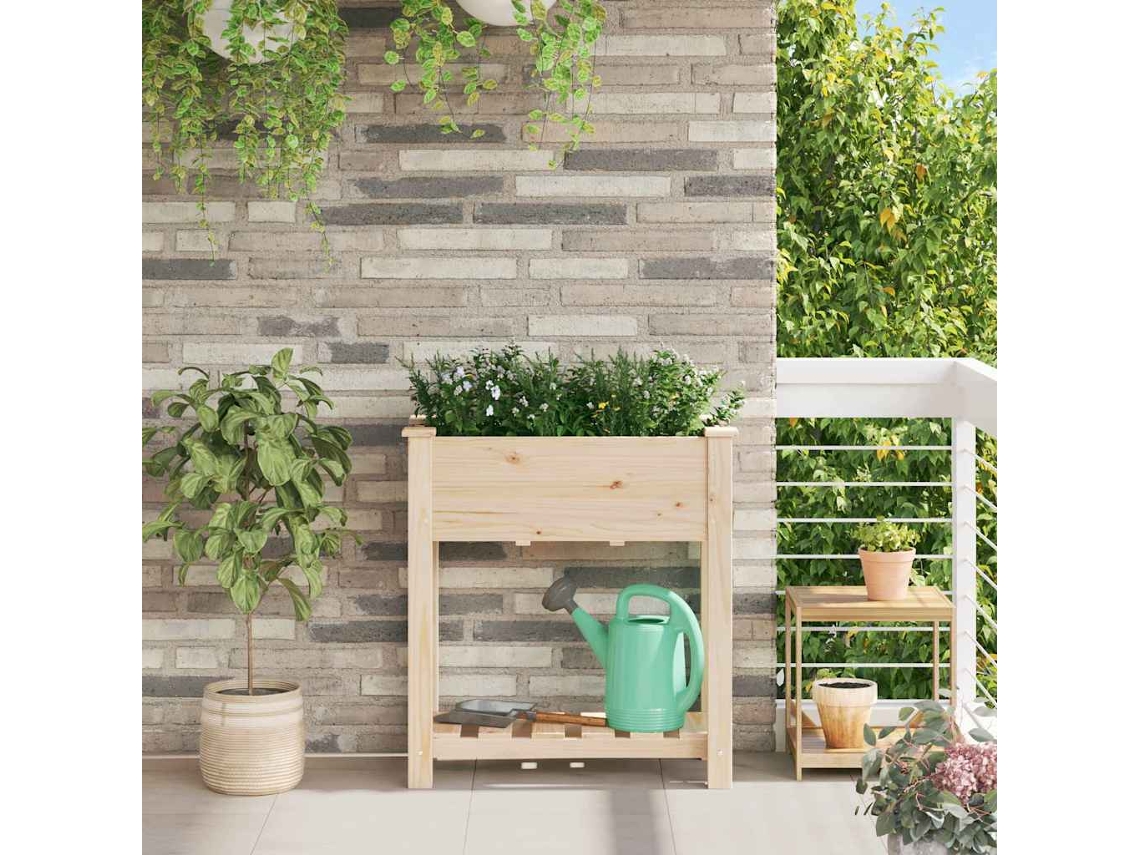 Vidaxl Vaso De Jardim Bege 71 X 37 X 76,5 Cm Madeira De Fir Sólida