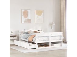 Cama Sem Colchão 120x200 Cm Madeira De Pinho Maciça Branco