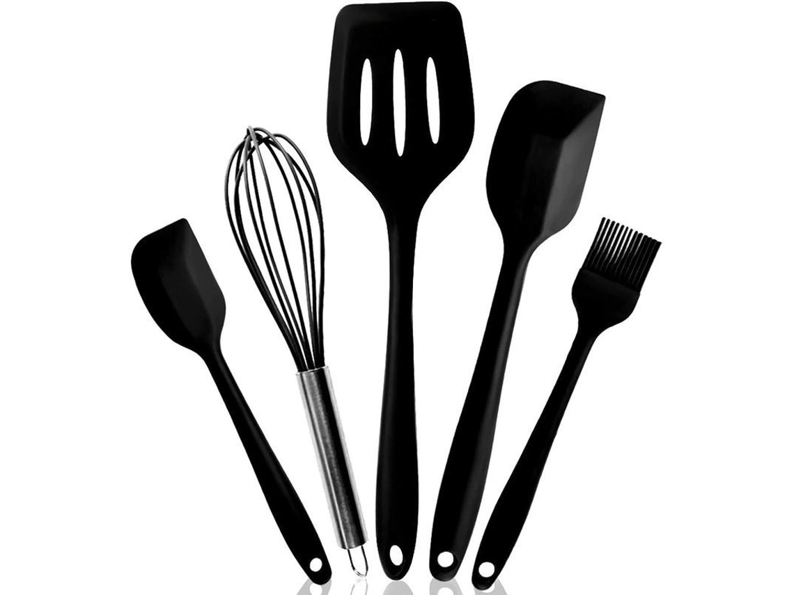 Set De Utensílios De Cozinha De Silicone Com 5 Peças Resistente Ao Calor Sem Bpa Para Cozinha (preto)
