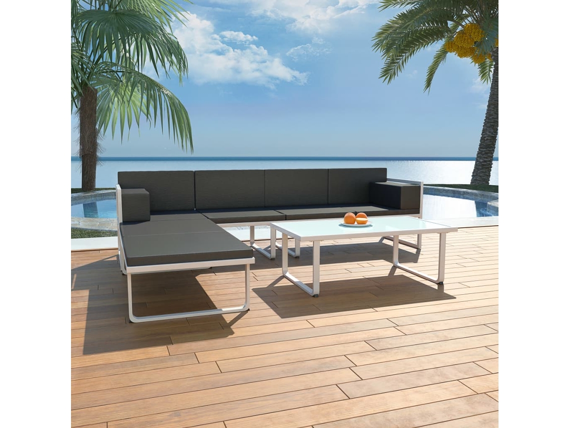 Vidaxl 4 Pcs Conjunto Lounge P/ Jardim Com Almofadas Alumínio Preto