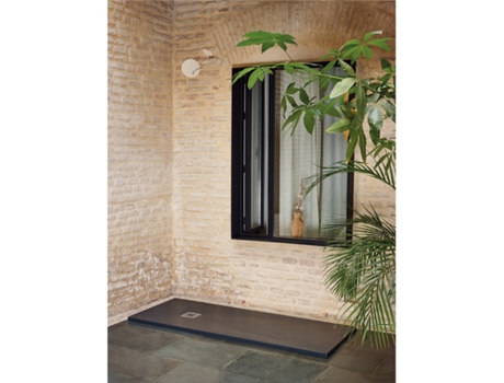 Base de duche com textura de silhar | Grafite | Dreno Deslocado 70X180