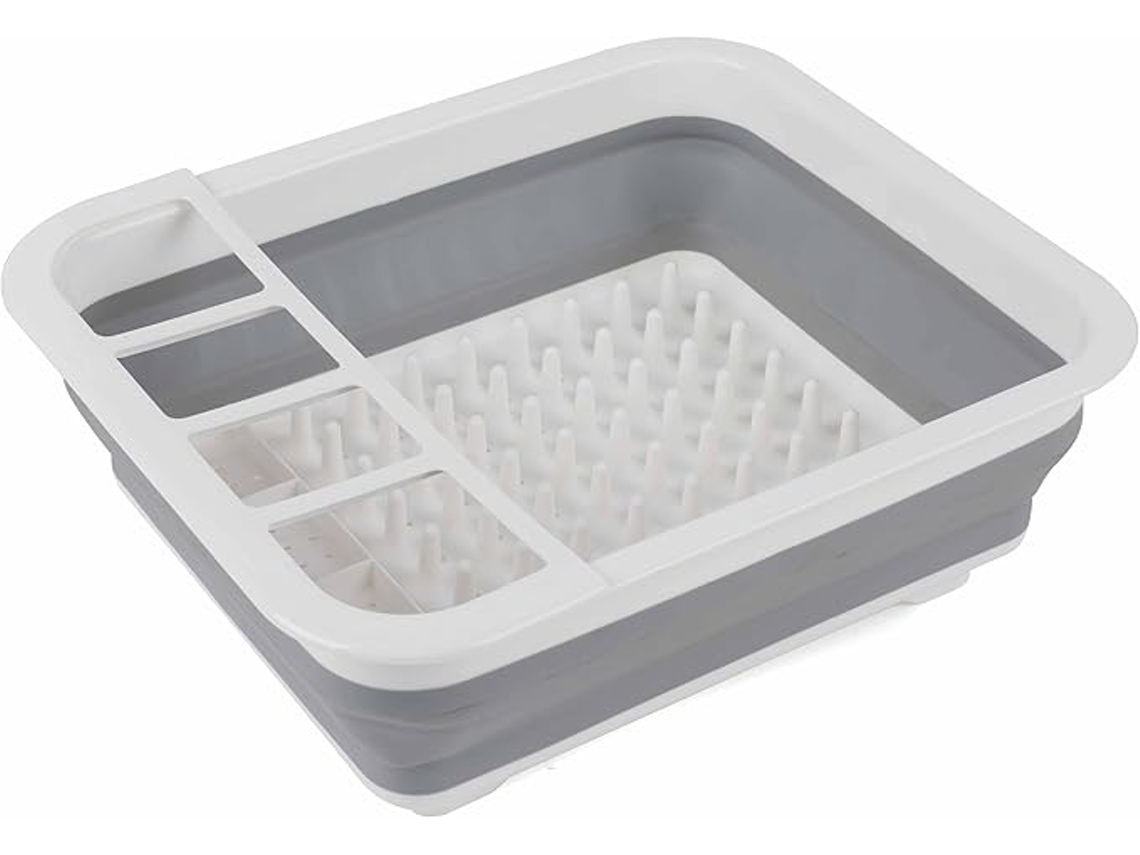Secador de Pratos ZYBLSSBB Dobrável com Divisor de Talheres, Resistente, para Casa ou Camping