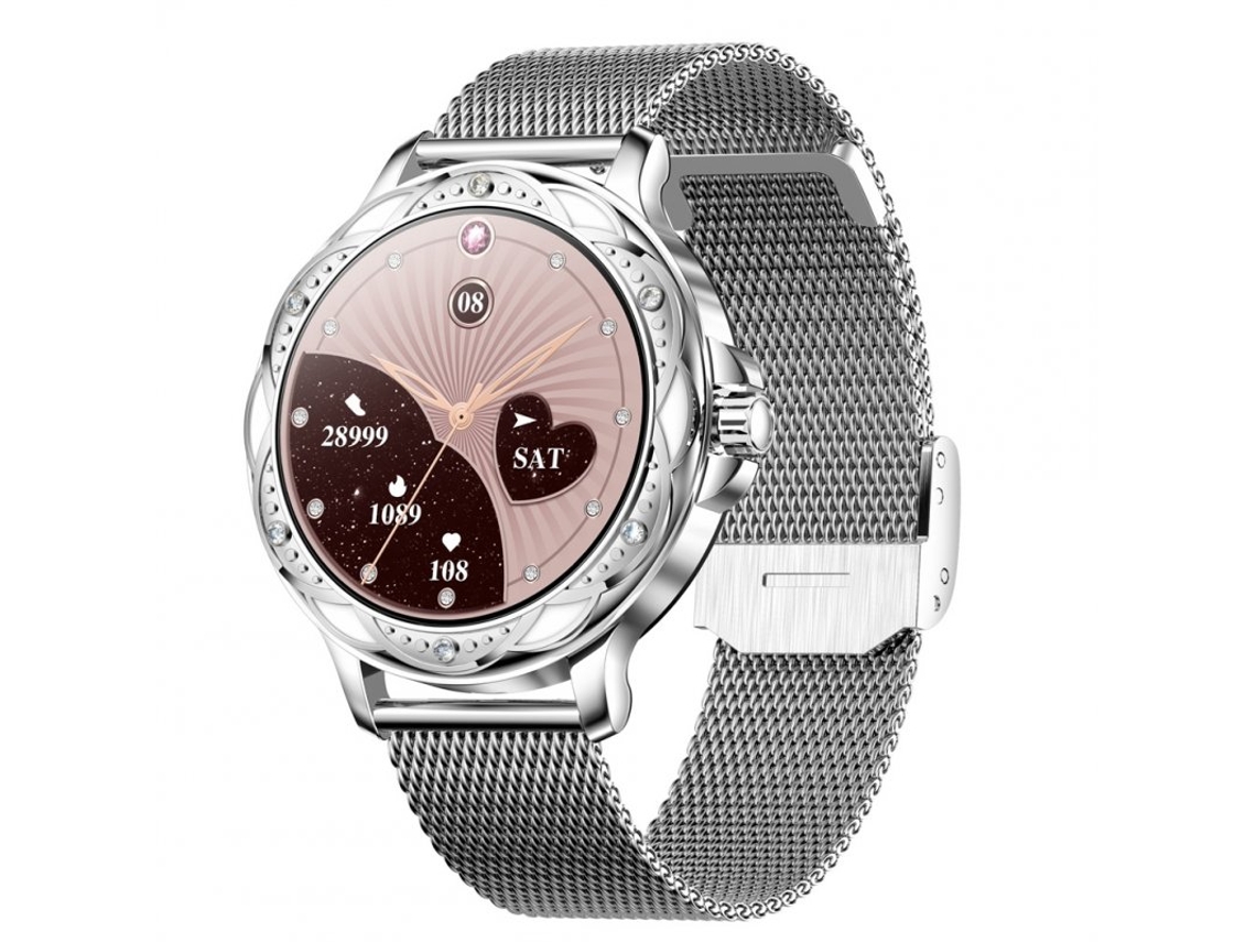 Smartwatch Feminino Cf12 Bluetooth 5 2 Chamada de Monitoramento de Pressão Arterial Prata