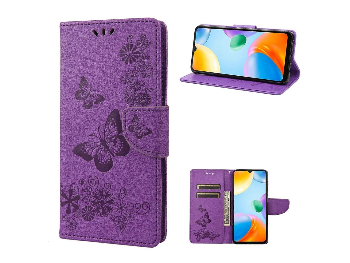 Capa De Celular Em Couro Com Estampa De Borboleta Para Xiaomi Redmi 10c