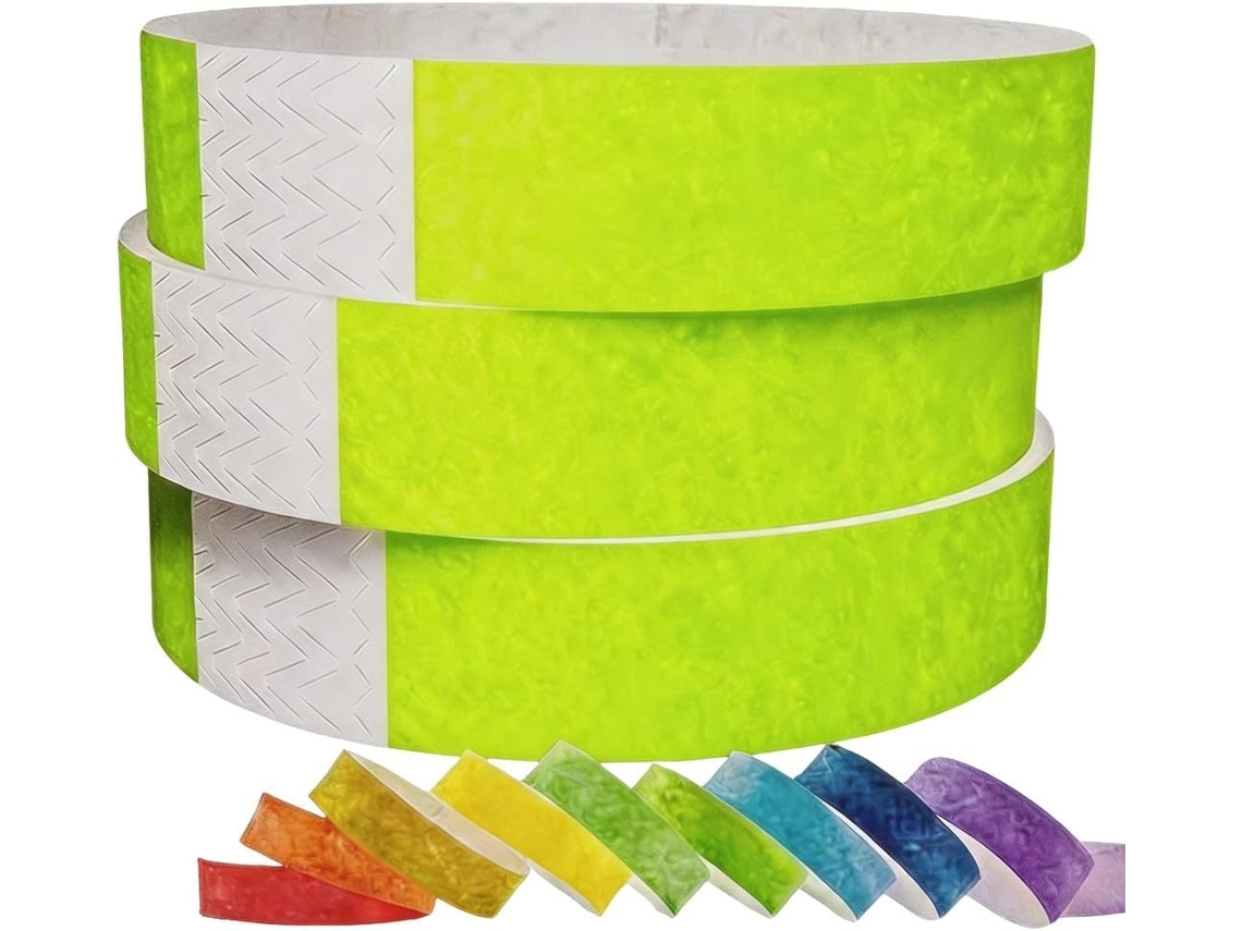 1000-pulseiras De Papel Descartáveis Amarelo Fluorescente, Impermeáveis E Resistentes A Rasgos, Para Parques De