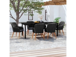Vidaxl 7 Pcs Conjunto De Jantar Para Jardim Com Almofadões Preto