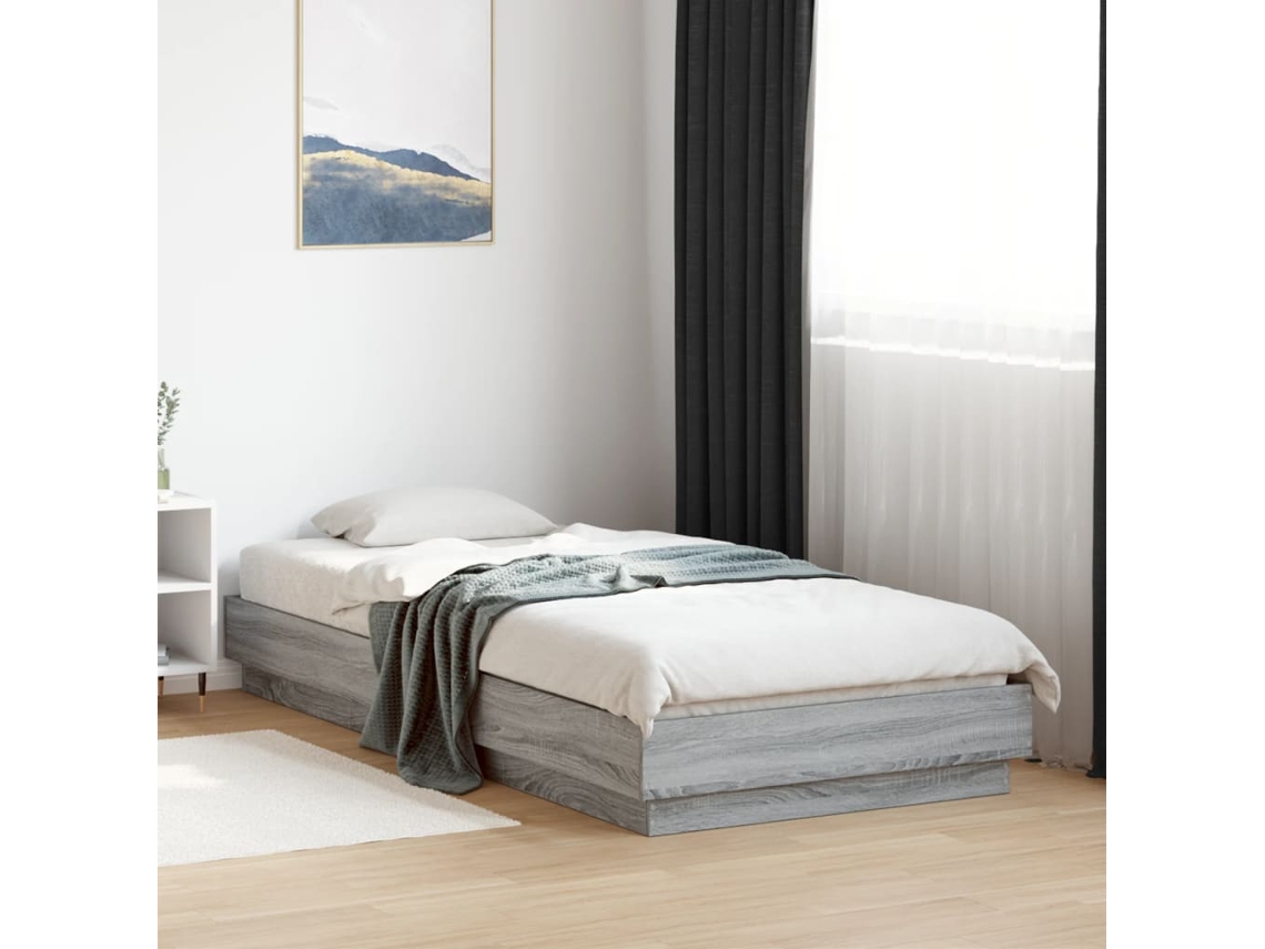 Vidaxl Estrutura Cama 100x200 Cm Derivados De Madeira Cinzento Sonoma