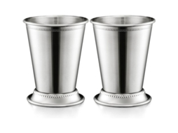 Conjunto de 2 copos mint julep inox clássico 340ml para bar casa restaurante prata S/MARCA