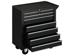 Carrinho de Oficina com 7 Gavetas. Tranca com Chaves. Rodas e Cabo. 69x33x75cm. Preto Ge