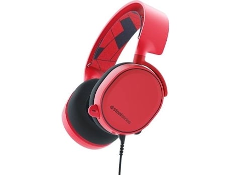 Auscultadores Gaming com Fio STEELSERIES Artics 3 (Over Ear - Multiplataforma - Noise Cancelling - Vermelho)