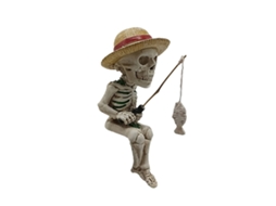 Escultura Decorativa 3d Gothic De Esqueleto Pescador Com Base Adesiva Para Exterior - Laxiscreed
