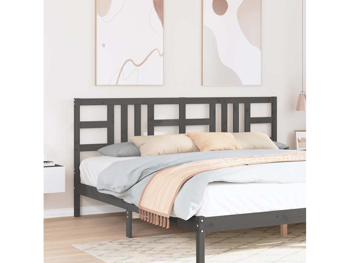 Vidaxl Cabeceira De Cama 206x4x100 Cm Pinho Maciço Cinzento