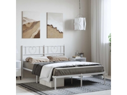 Vidaxl Estrutura De Cama Com Cabeceira 135x190 Cm Metal Branco