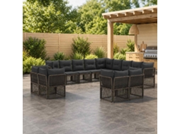 Vidaxl Conjunto De Sofá De Jardim 13 Unid. Cinzento Vime Pe