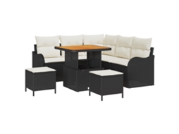Conjunto 8 Sofá De Jardim Vidaxl Preto Vime Pe (80 X 80 X 71 Cm)