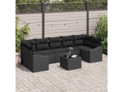 Vidaxl Conjunto De Sofás 8 Unid. Preto Vime Pe