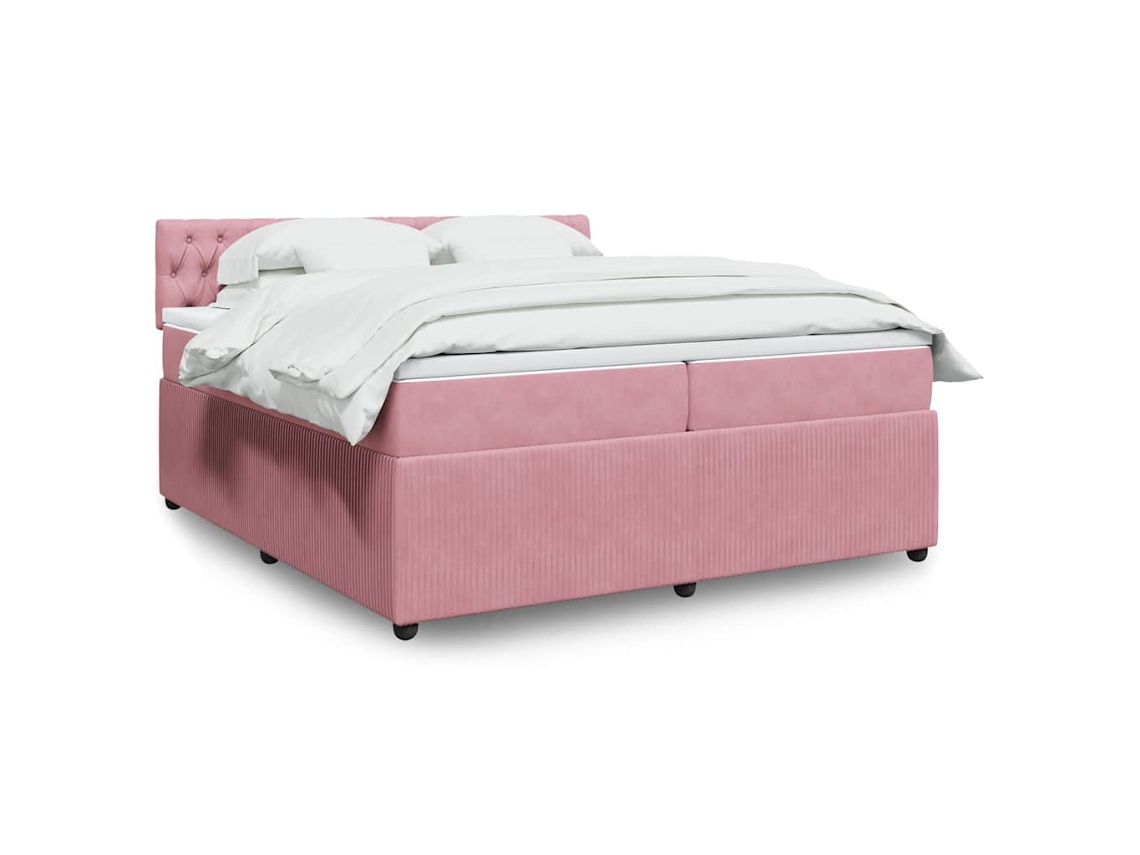 Vidaxl Cama Com Molas/colchão 200x200 Cm Veludo Rosa