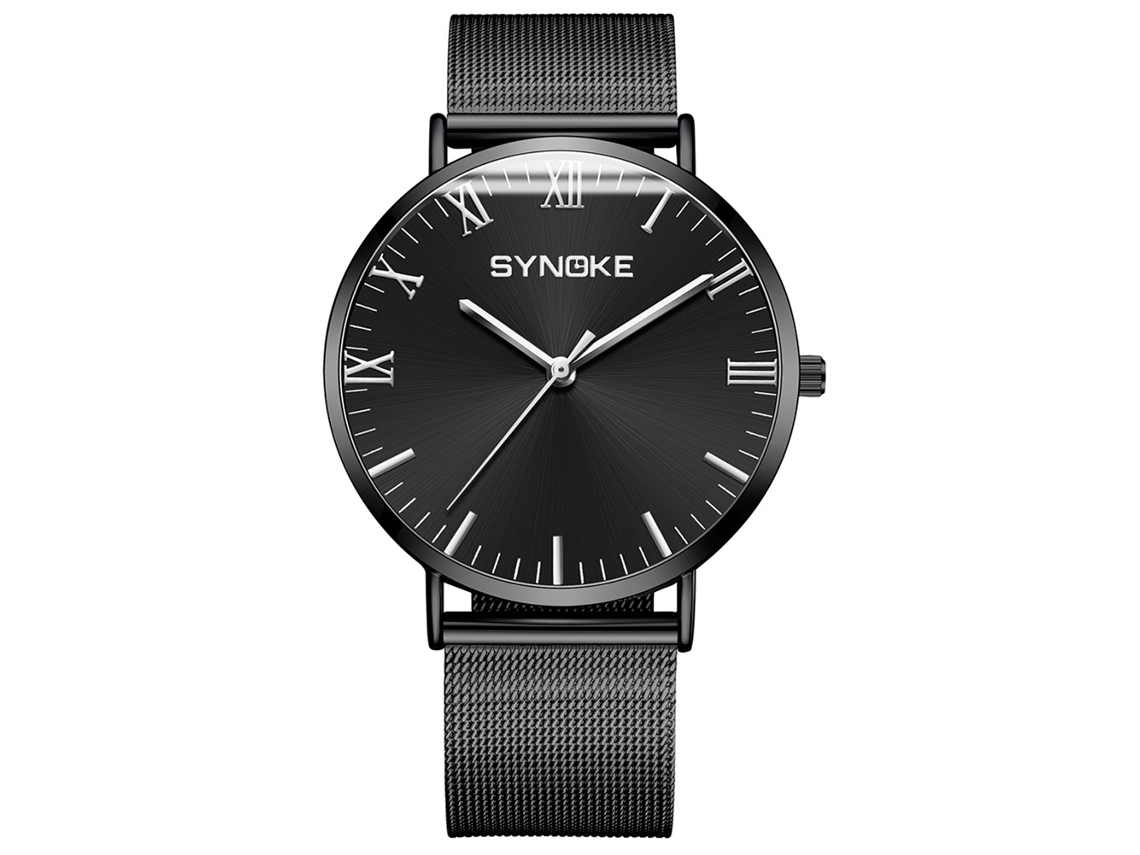 Relógio Masculino de Pulso Synoke 9106 Quartzo Pulseira de Aço Inoxidável Estilo Empresarial