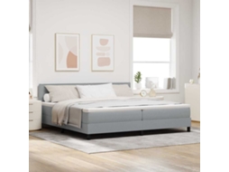 Vidaxl Cama Box Com Fitas Led Cinzento-claro 200 X 200 Cm Tecido