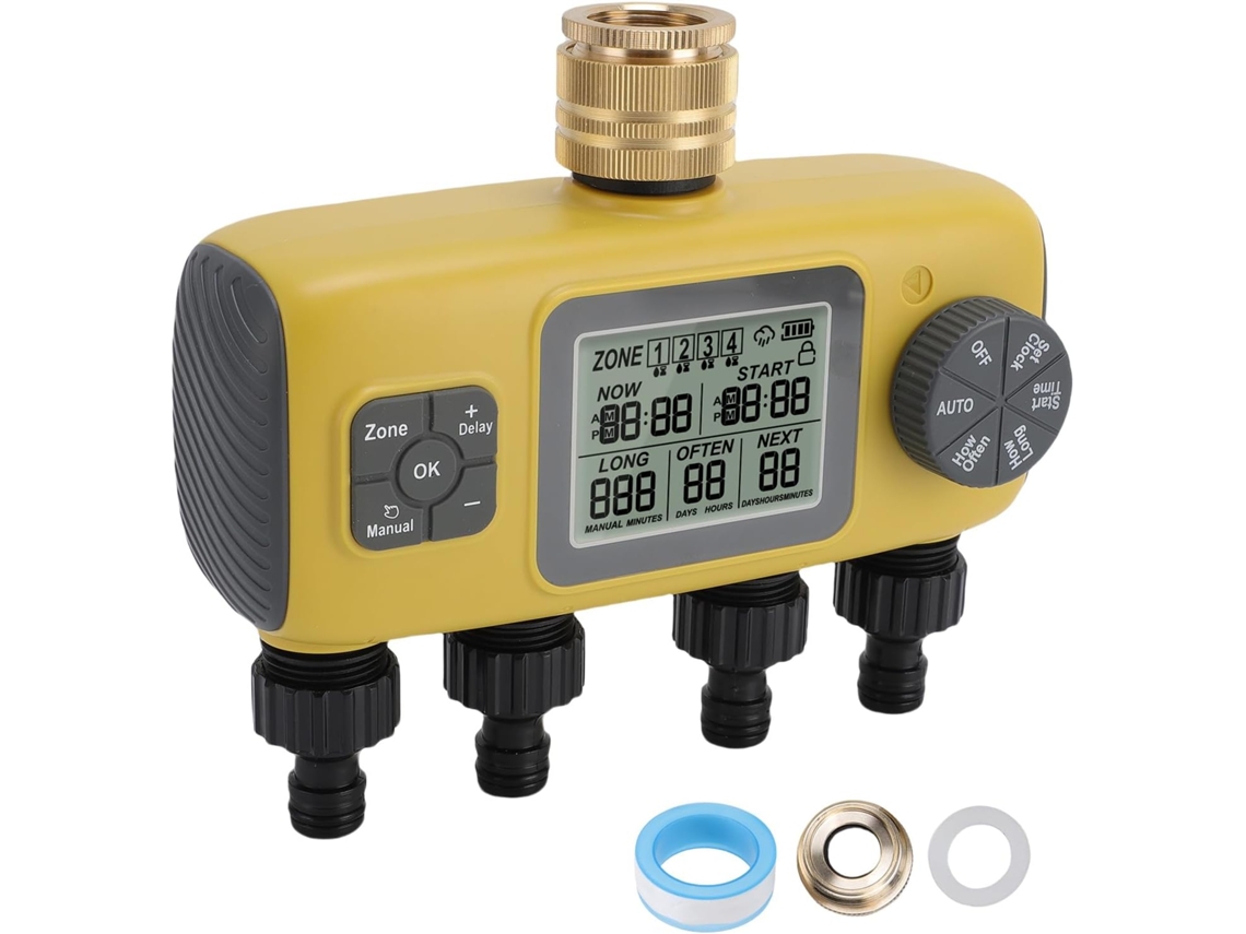 Controlador De Irrigação Programável 4 Zonas Com Entrada Latão,