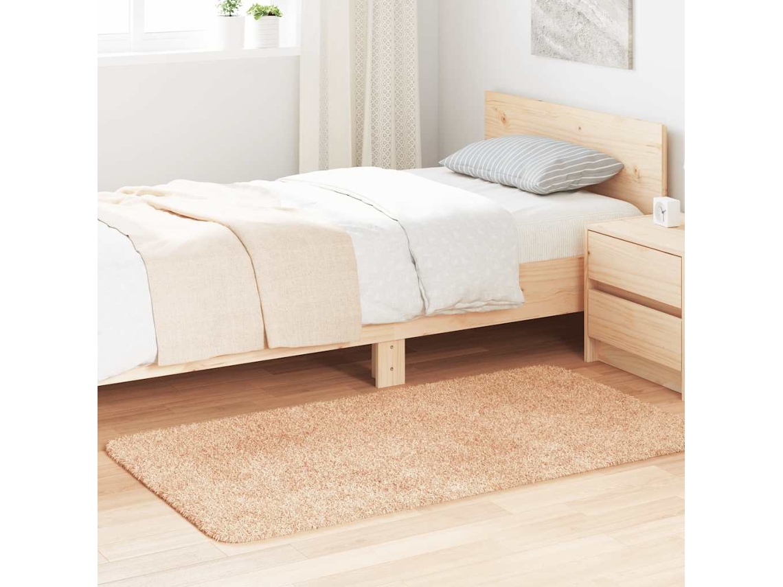 Vidaxl Tapete Shaggy De Pelo Alto Navarra 80x150 Cm Poliéster Bege