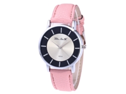Relógio de pulso masculino analógico de quartzo com pulseira de PU, design moderno (rosa)