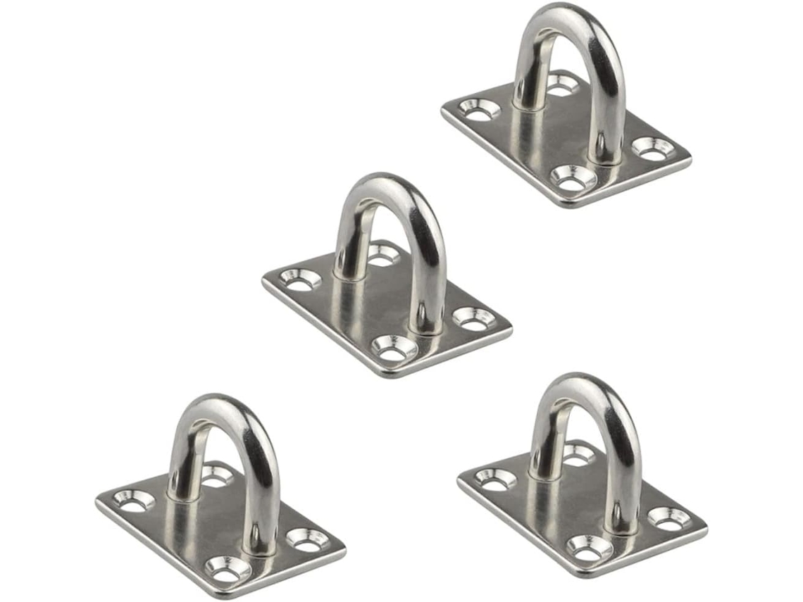 Conjunto De 4 Ganchos Teto Em Aço Inoxidável Com Placas Fixas Quadrada