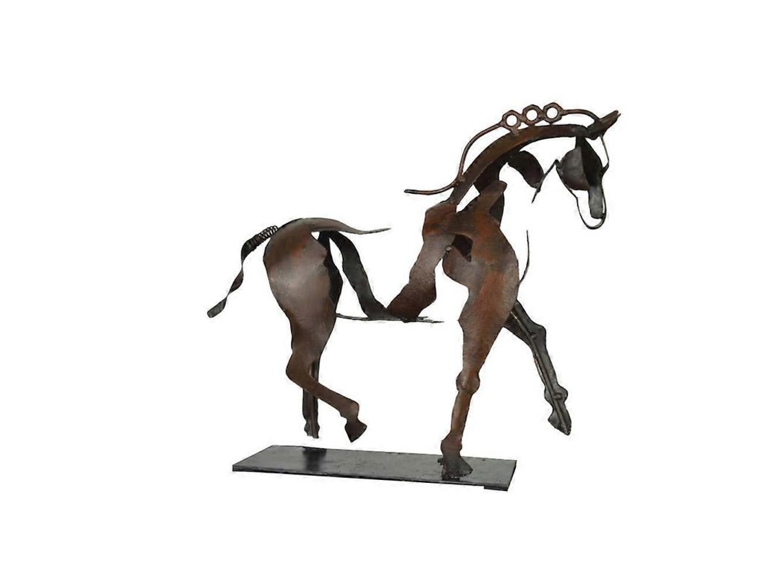 Estátua De Cavalo Em Metal Artístico 100% Artesanal Escultura Moderna De Decoração Sem Luz