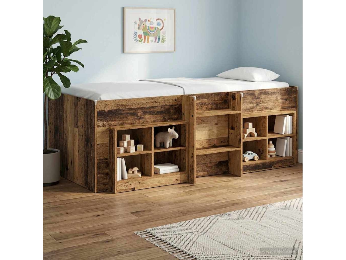 Vidaxl Cama Alta Para Crianças Madeira Antiga 80 X 200 Cm