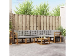 Vidaxl Conjunto De Sofás Para Exterior 7 Unid. Cinza Natural E Claro
