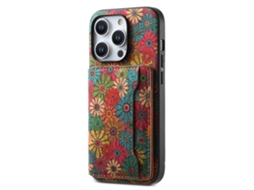 Suporte Casa Para Iphone 15 Pro Pele Sintética Com Porta-cartões Verde