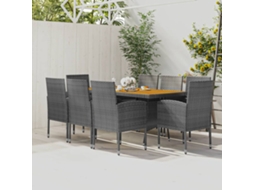 9 Pcs Conjunto De Jantar Para Exterior Vime Pe Cinza Dkd Home Decor