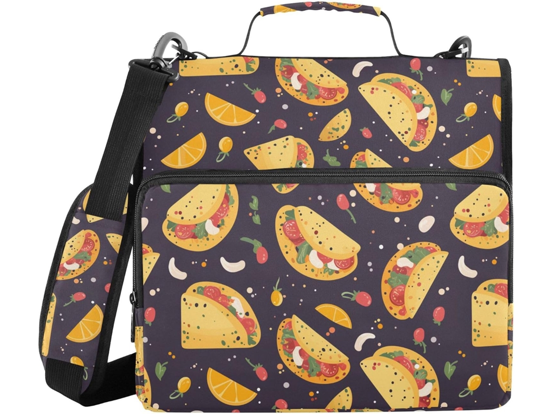 Pasta organizadora com alças para ombro e corpo, diversas bolsas de 3,8 cm, 3 compartimentos fechados, pasta de tecido.