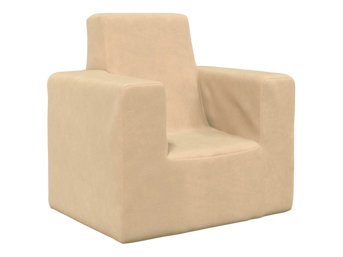 Vidaxl Sofá Infantil Pelúcia Macia Cor Creme