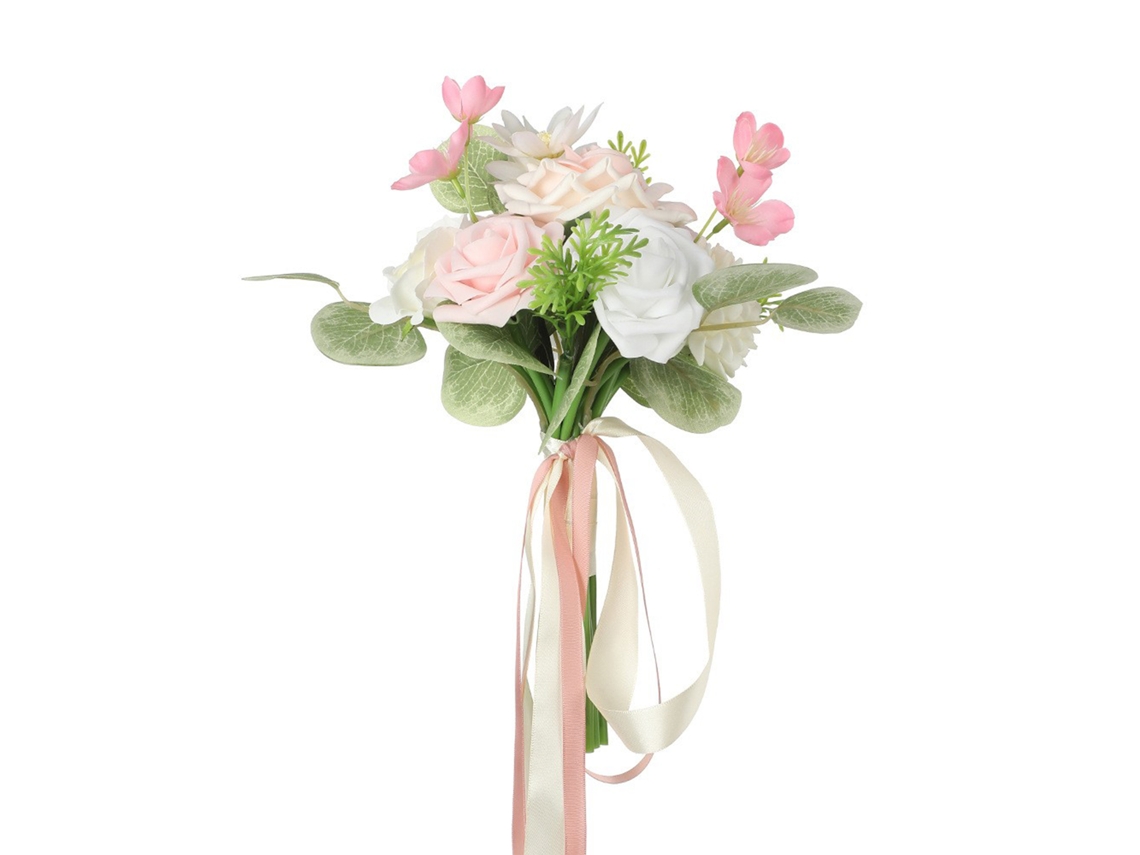 Laxiscreed Buquê De Noiva Pink Pequeno Com Flores Frescas Para Casamento E Cerimónia