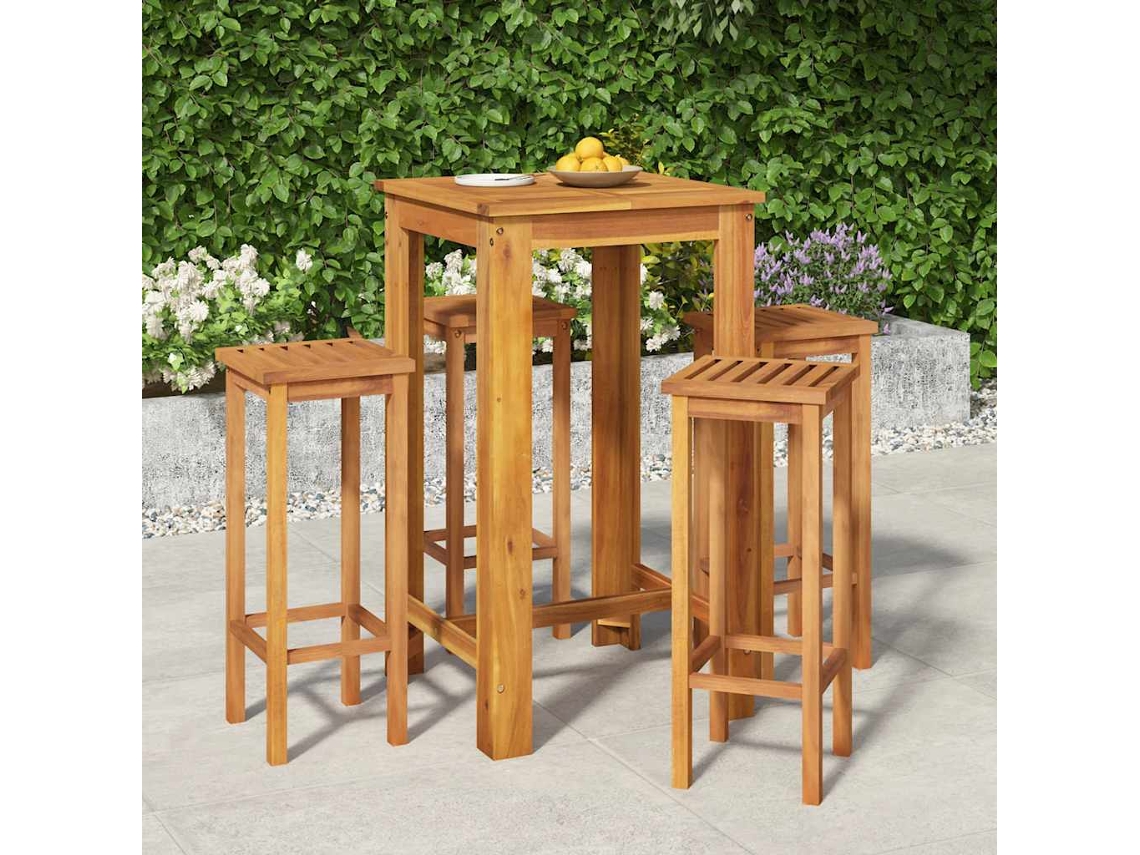 Vidaxl 5 Pcs Conjunto De Bar Para Jardim Madeira De Acácia Maciça